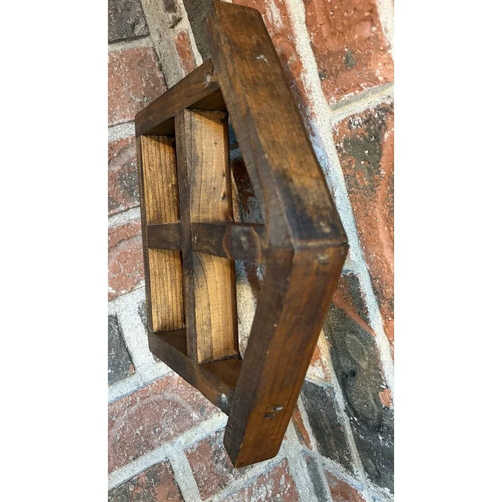 Vintage Style Wooden House Shaped Wall Display Shelf 4 Compartment Rustic